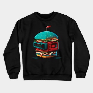 Retro  Burger For robotics enthusiasts and food lovers Burger Robot Crewneck Sweatshirt